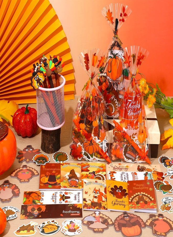 Saypacck 194 Pcs Thanksgiving School Stationery Set Friendsgiving Fall Pumpkin Party Favors Goodie Bag Stuffers Thanksgiving Day Classroom Gift Prizes for Students Harvest Sticky Notes Notebook Pens - Image 4